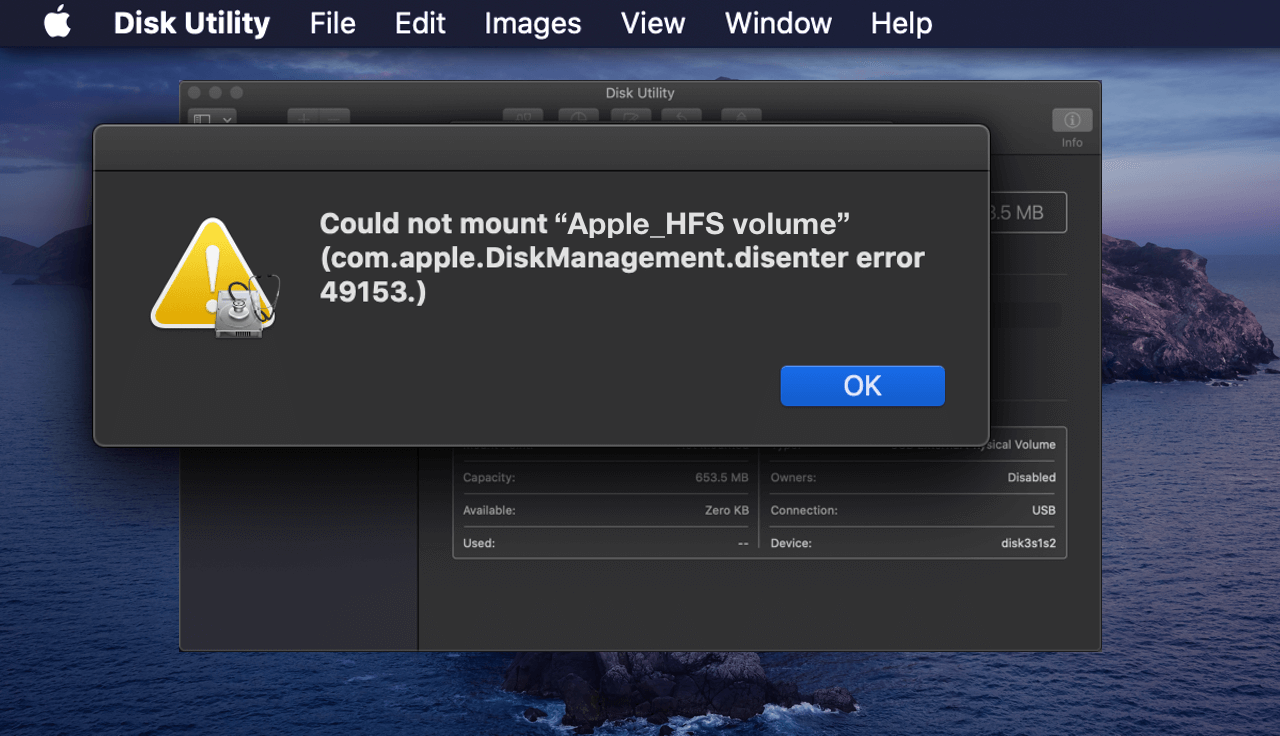 mac unable to unmount volume for repair